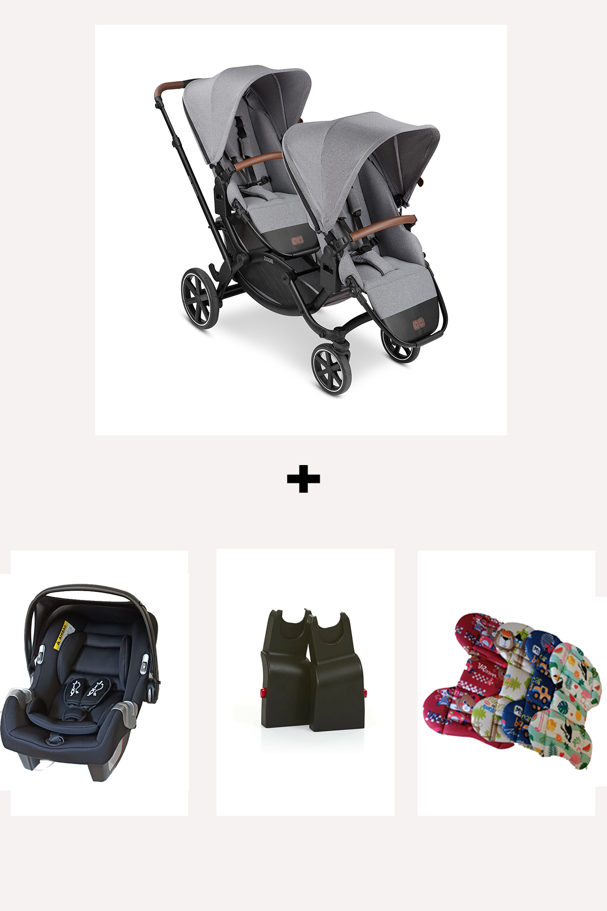 ABC Design Zoom Tin İkiz Bebek Arabası Jixy Black Set